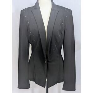 Caché Black Rhinestone Embellished Blazer Jacket Womens Size‎ 6 Made in USA